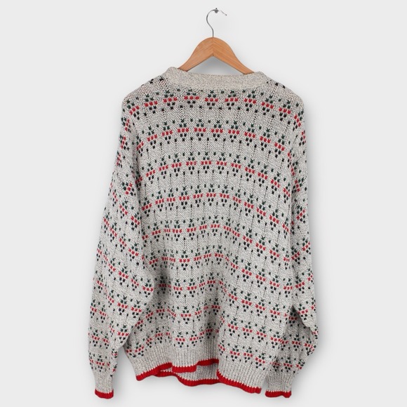Vintage 90s Fair Isle Chunky Knit Sweater XXL Men's Oversized Winter - Picture 4 of 4